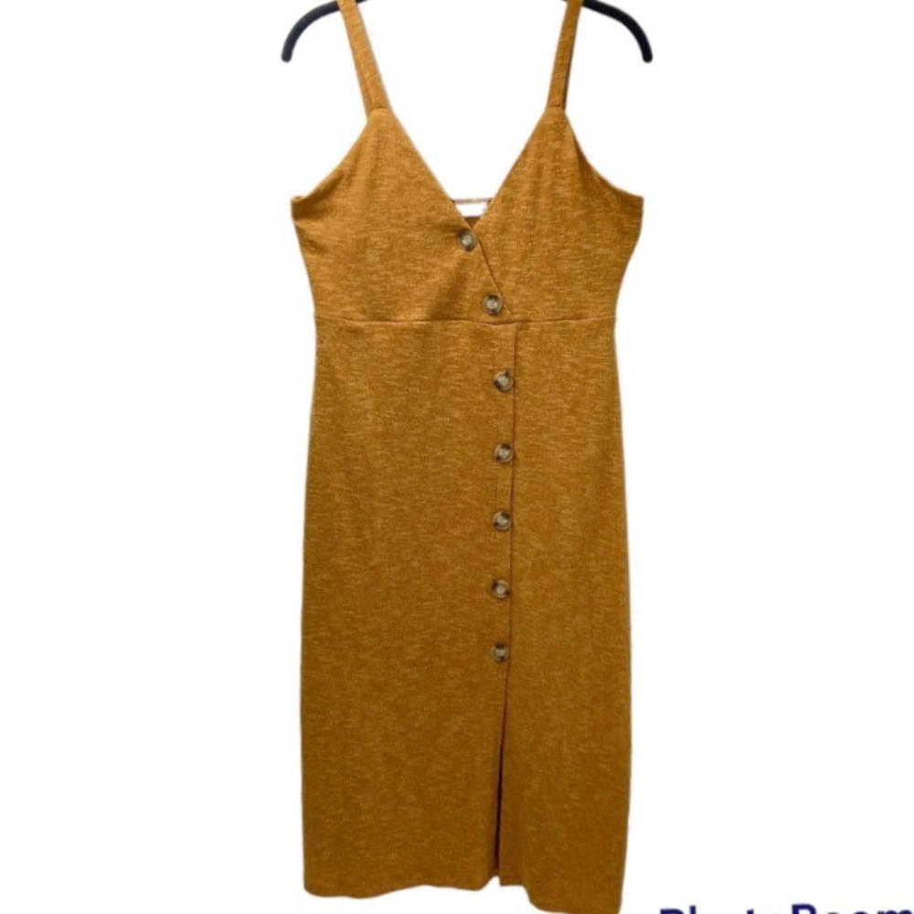 Dainty Hooligan Mustard Button Front Sleeveless Boho Babydoll Dress Size L